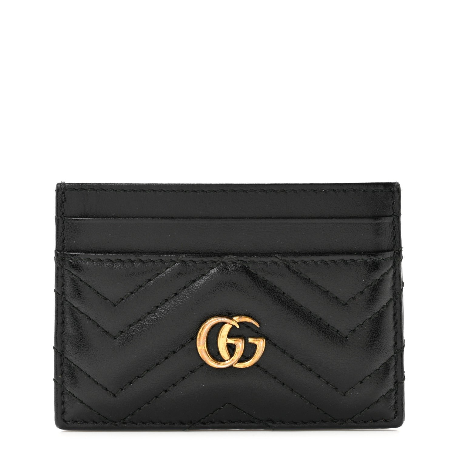 Gucci Calfskin Matelasse GG Marmont Card Holder Black