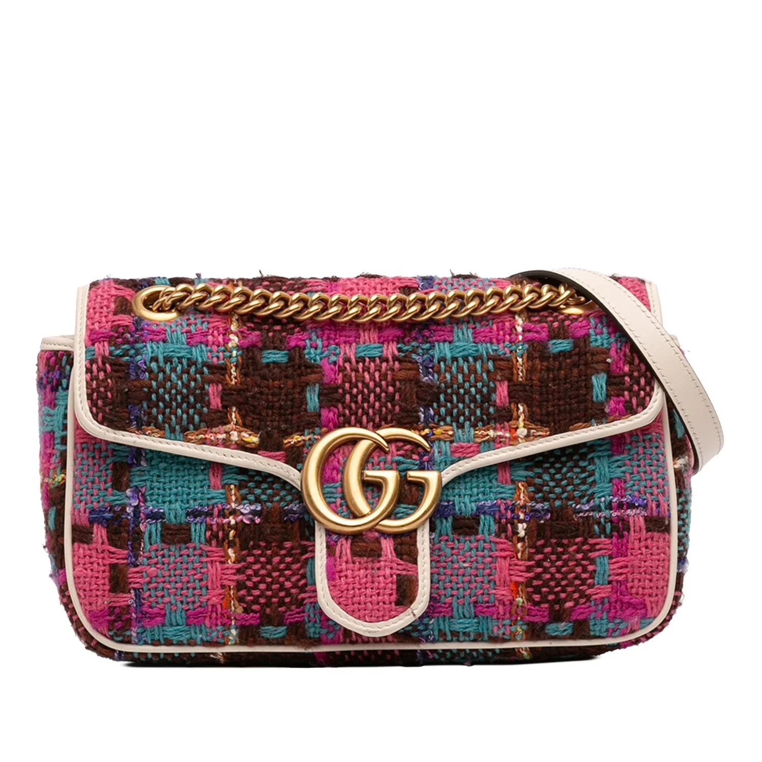 Calf Leather Medium GG Marmont Tweed Shoulder Bag