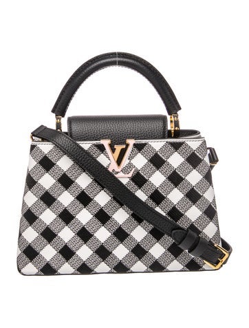 Leather Black Leather Vichy Print Capucines BB Bag