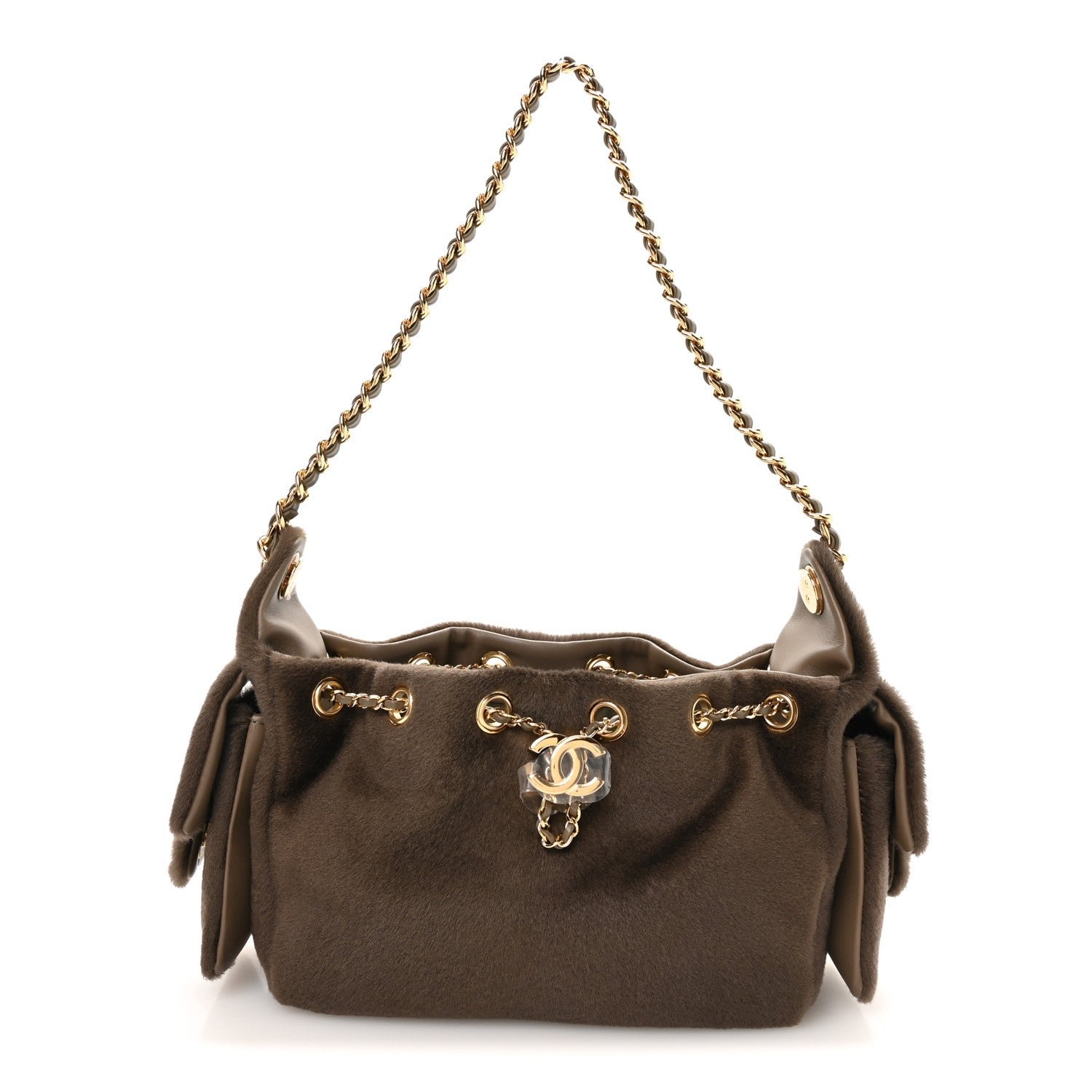 Chanel Pony Hair Mini Chanel 25 Handbag Dark Khaki