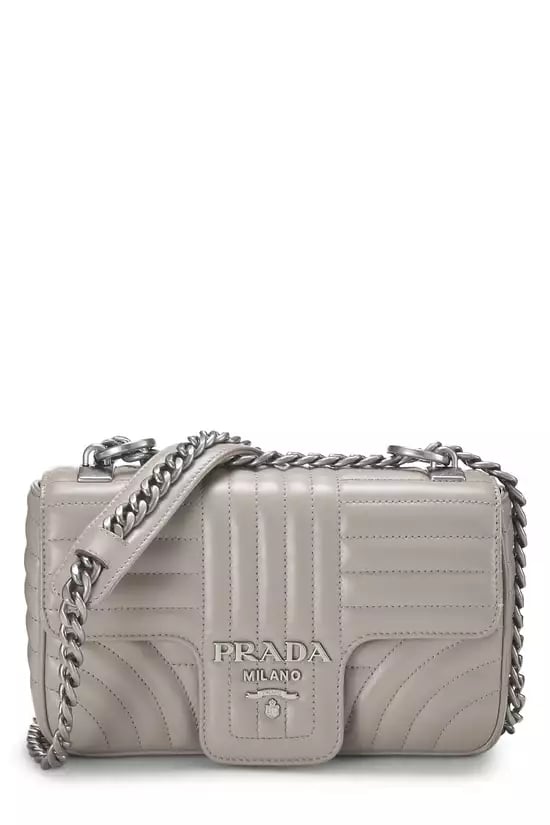 Grey Calfskin Diagramme Flap Bag Small