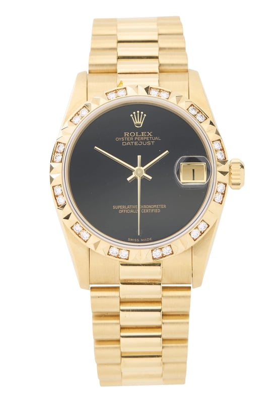 Black Onyx Dial with Pyramid Diamond Bezel President 68258 31mm