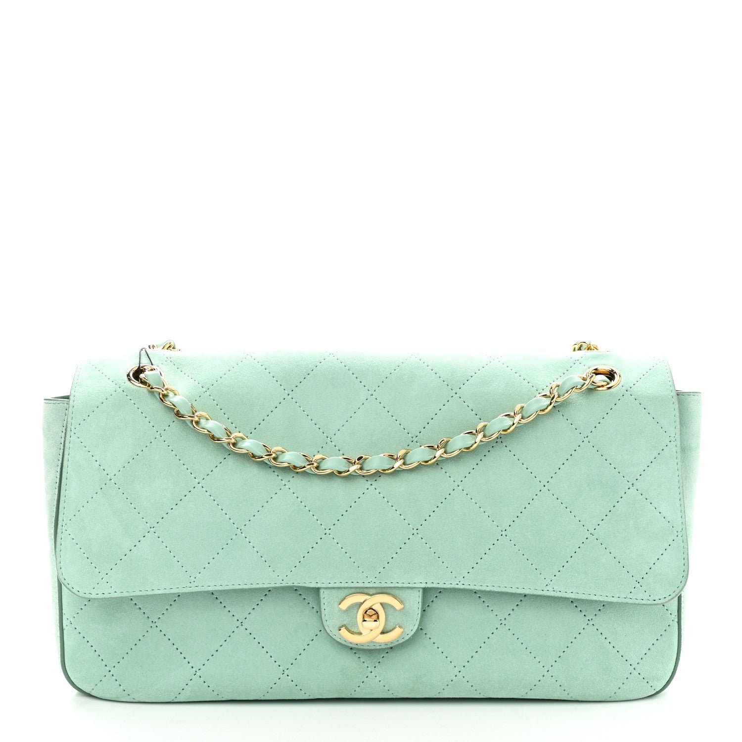 Chanel Suede Calfskin Small Souplissimo Maxi Flap Green
