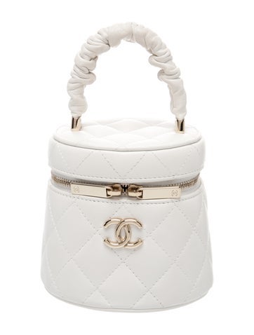 Quilted Ruched Top Handle Vanity Bag