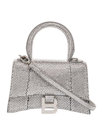 Crystal This is a Strass Suede Hourglass Top Handle Bag XS