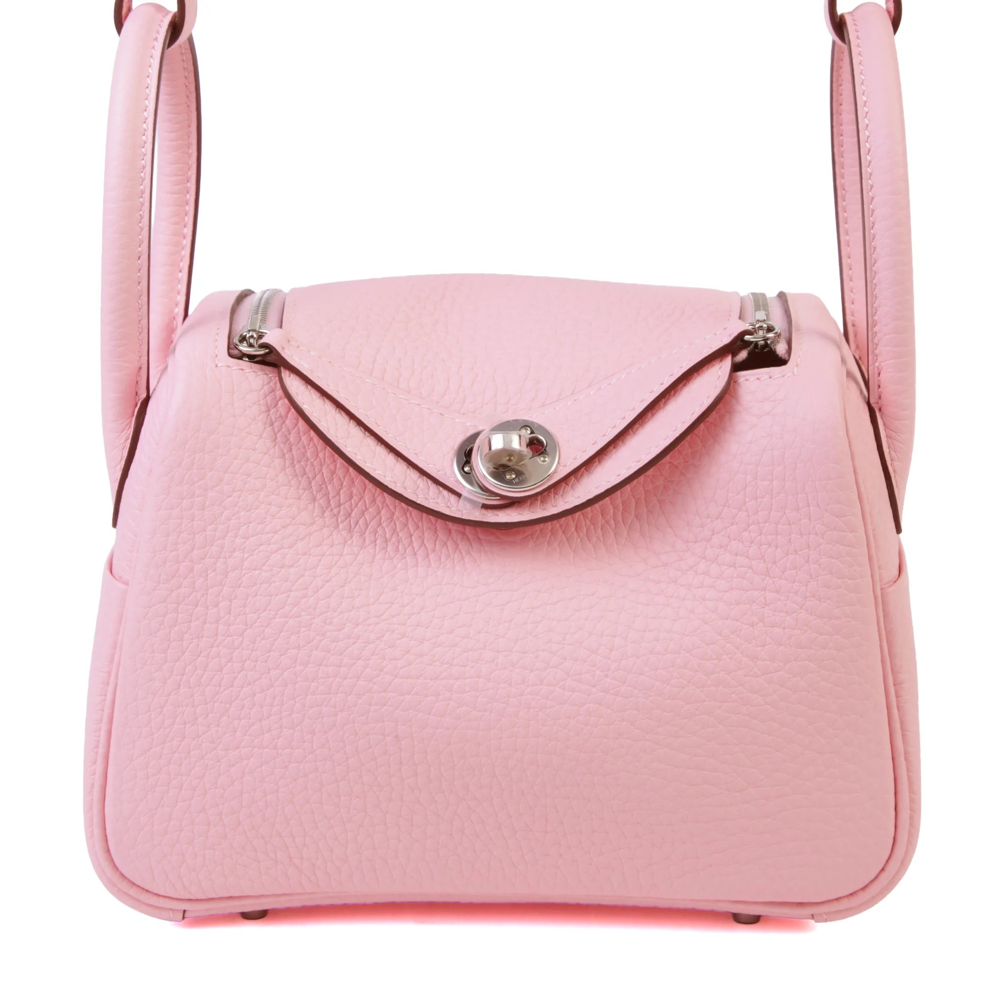 Brand New ( Rank N ) HERMÈS Mini Lindy Verso Rose Sakura (3Q) Gris Pale (M4) Clemence Palladium hardware G (2026)