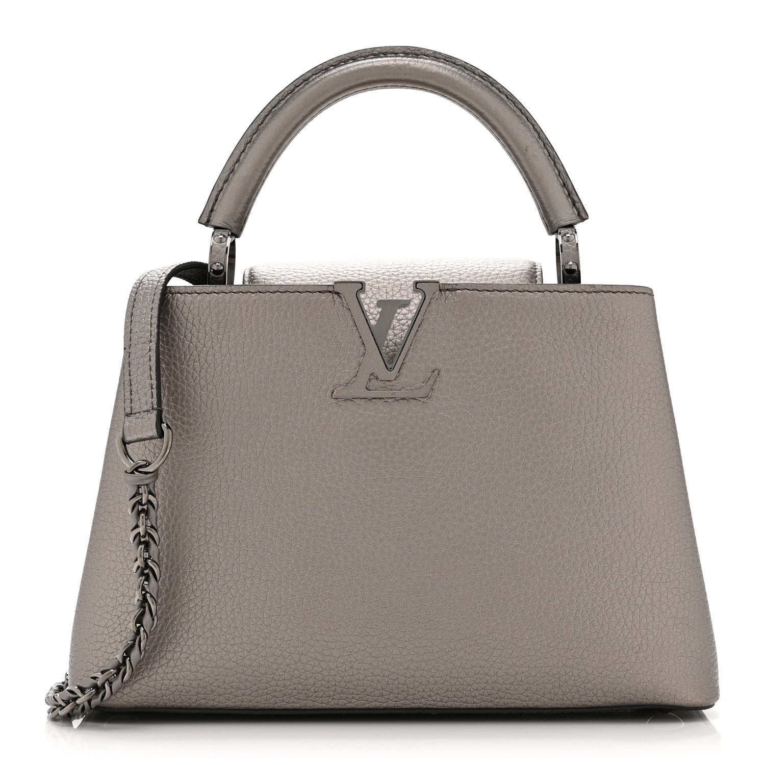 Louis Vuitton Metallic Calfskin Capucines BB Etain