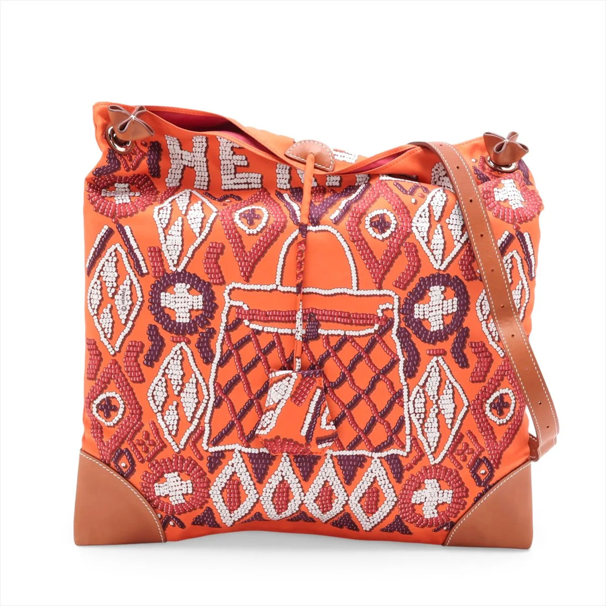 Hermès Silky City PM Silk x leather Multicolor Silver Metal Fittings