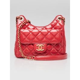Chanel Pink Quilted Glazed Leather Small Wavy Hobo Bag 