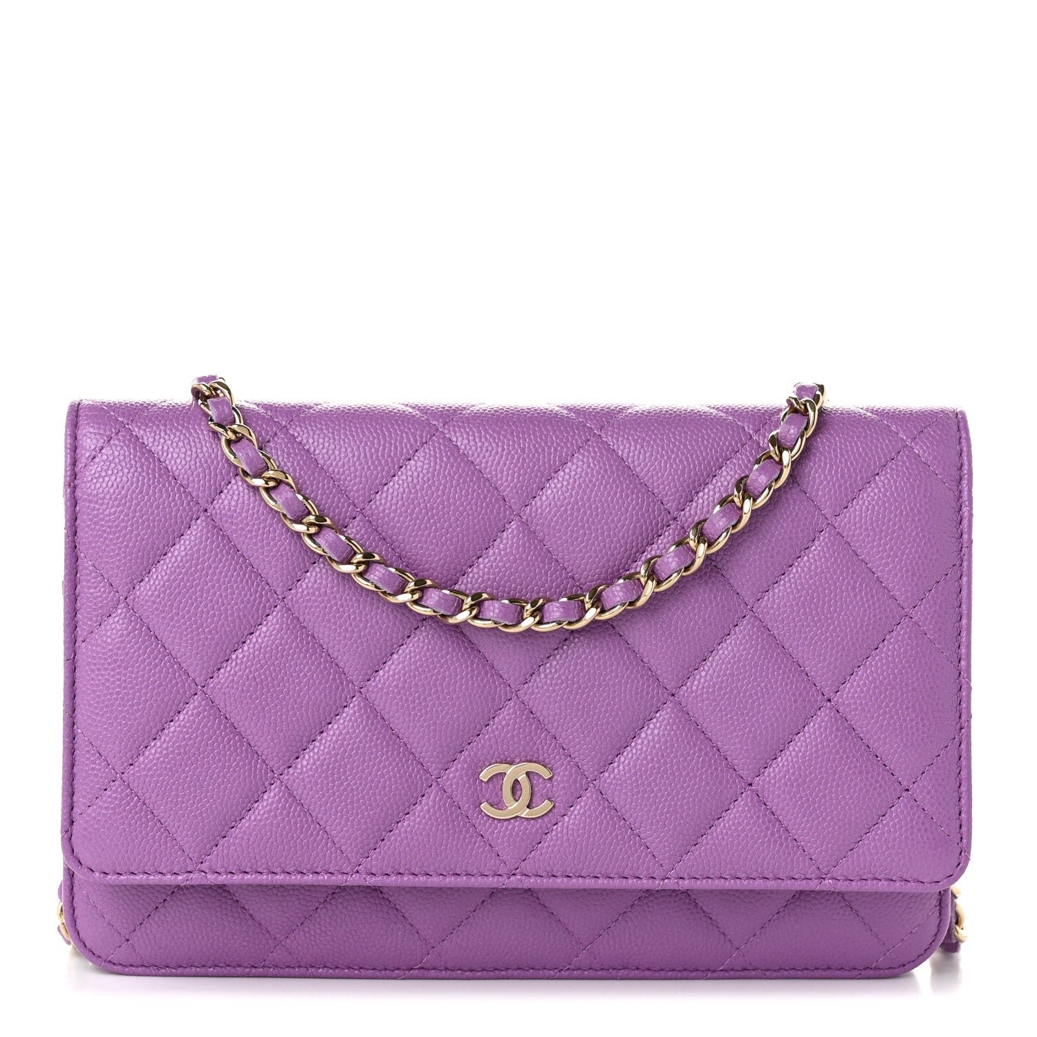 Chanel Caviar Quilted Wallet on Chain WOC Purple