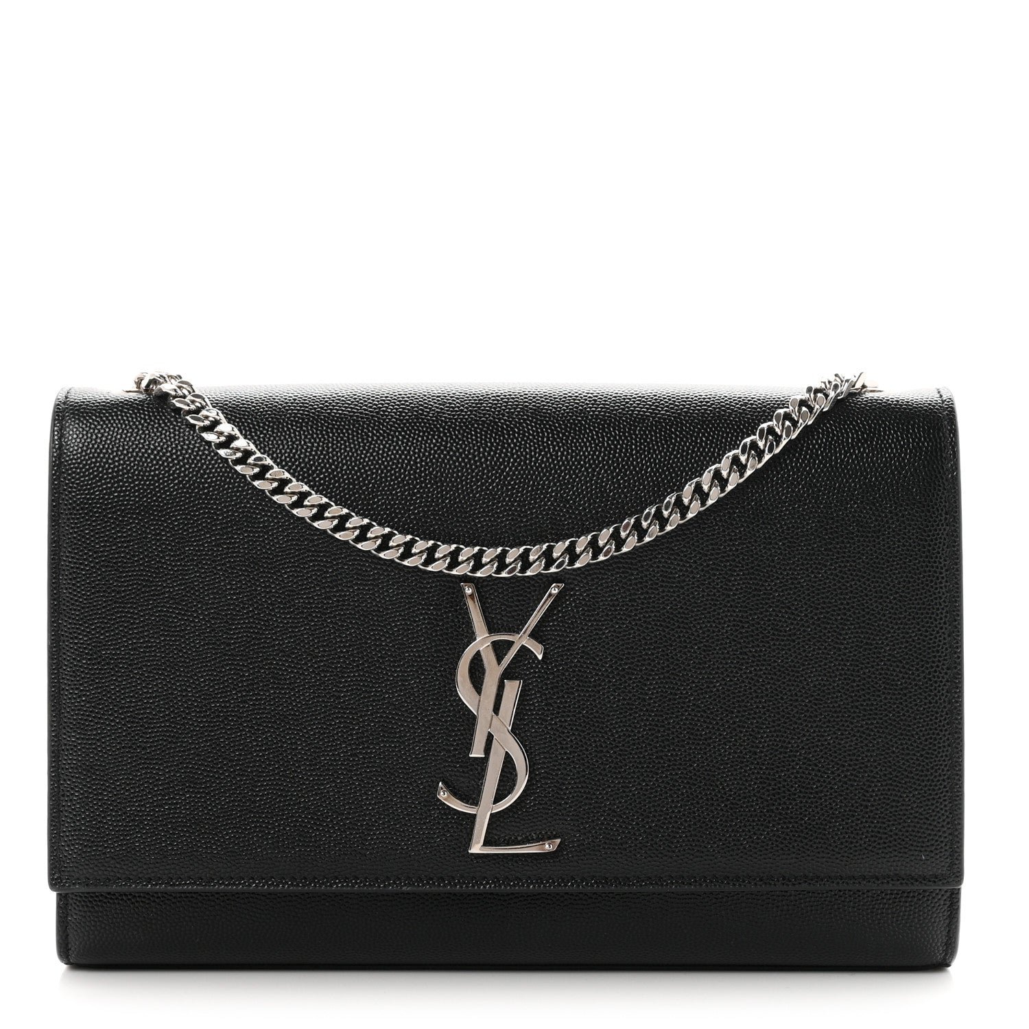 Saint Laurent Grain De Poudre Medium Classic Monogram Kate Satchel Black