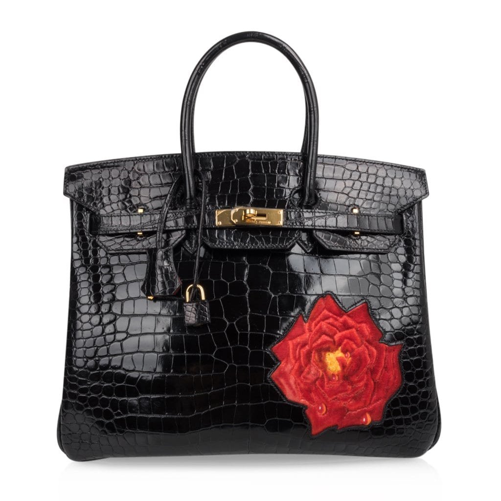 Hermes Hermes Limited Edition HSS Birkin 35 Black La Rosee Porosus Crocodile Bag Gold Hardware