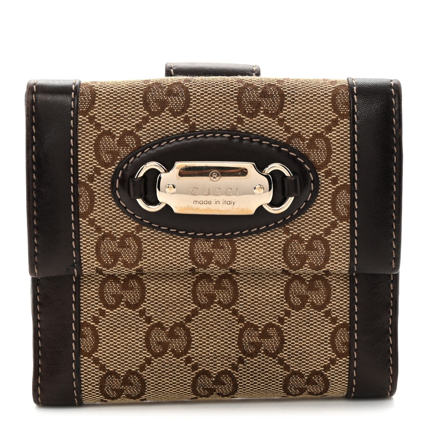 Gucci Monogram French Flap Wallet Dark Brown
