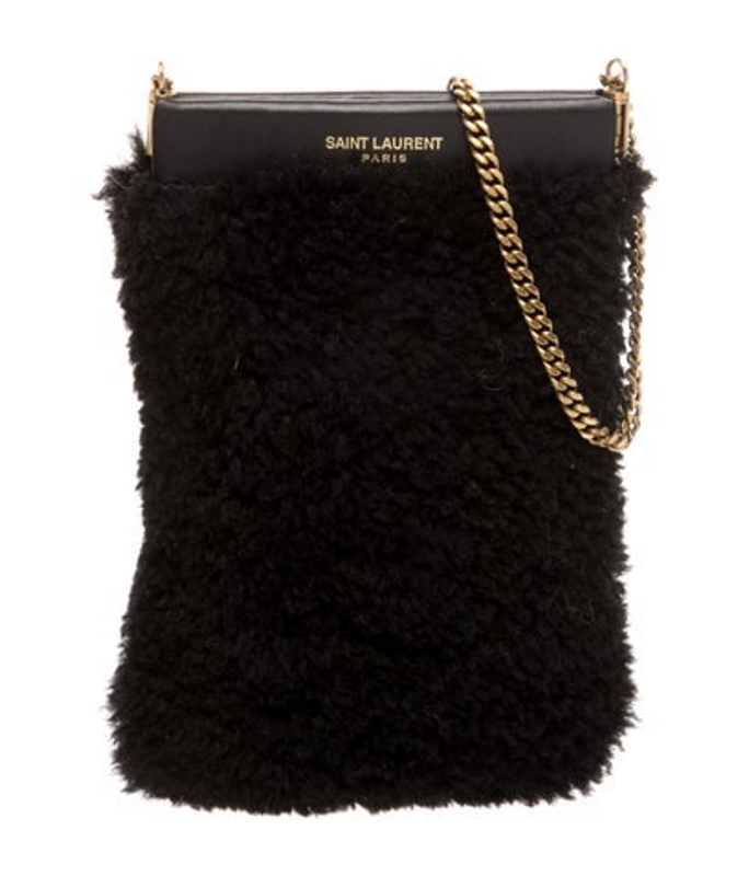 Saint Laurent Laurent Shearling Pac Pac Shearling Chain Pouch Mini