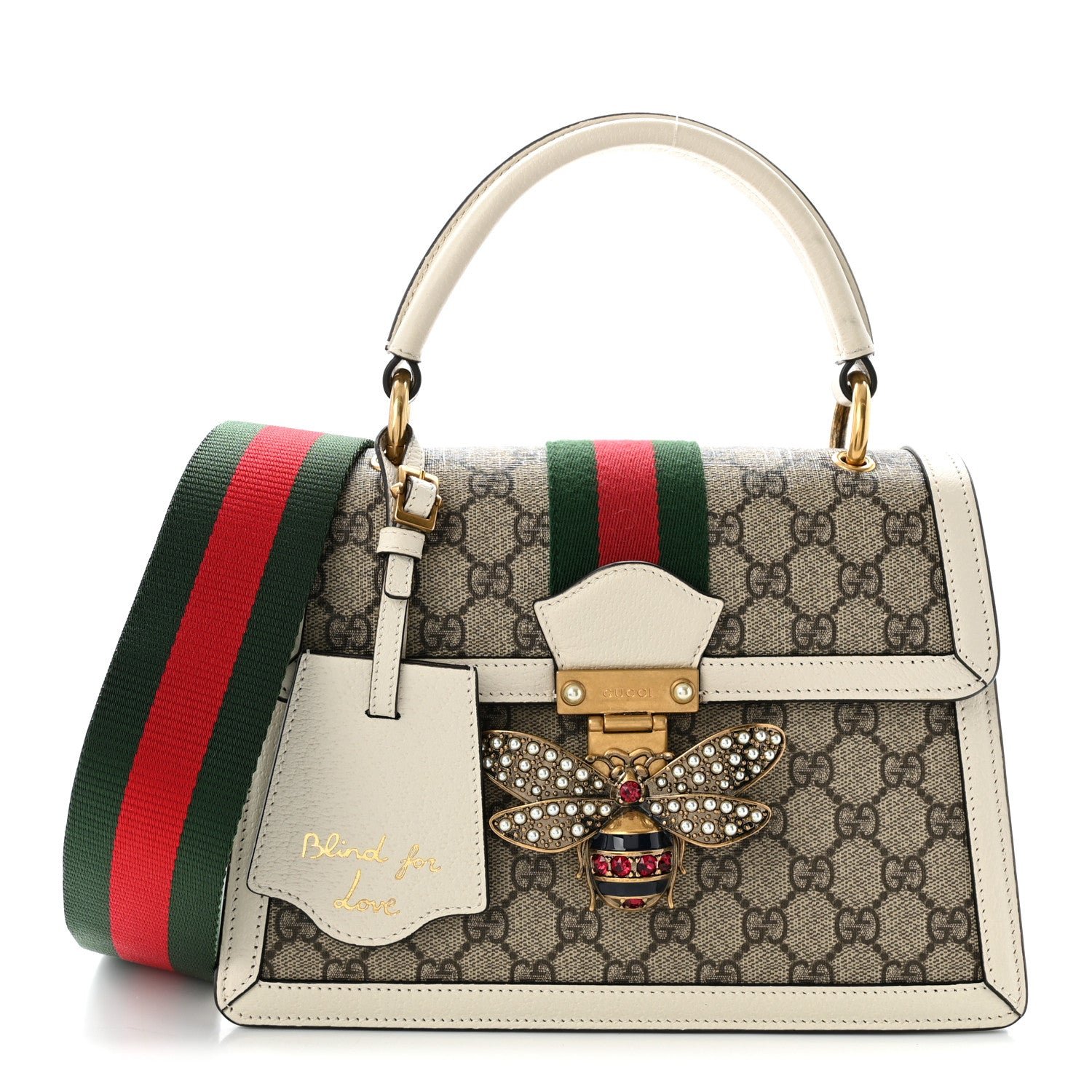 Gucci GG Supreme Monogram Small Queen Margaret Top Handle Bag White