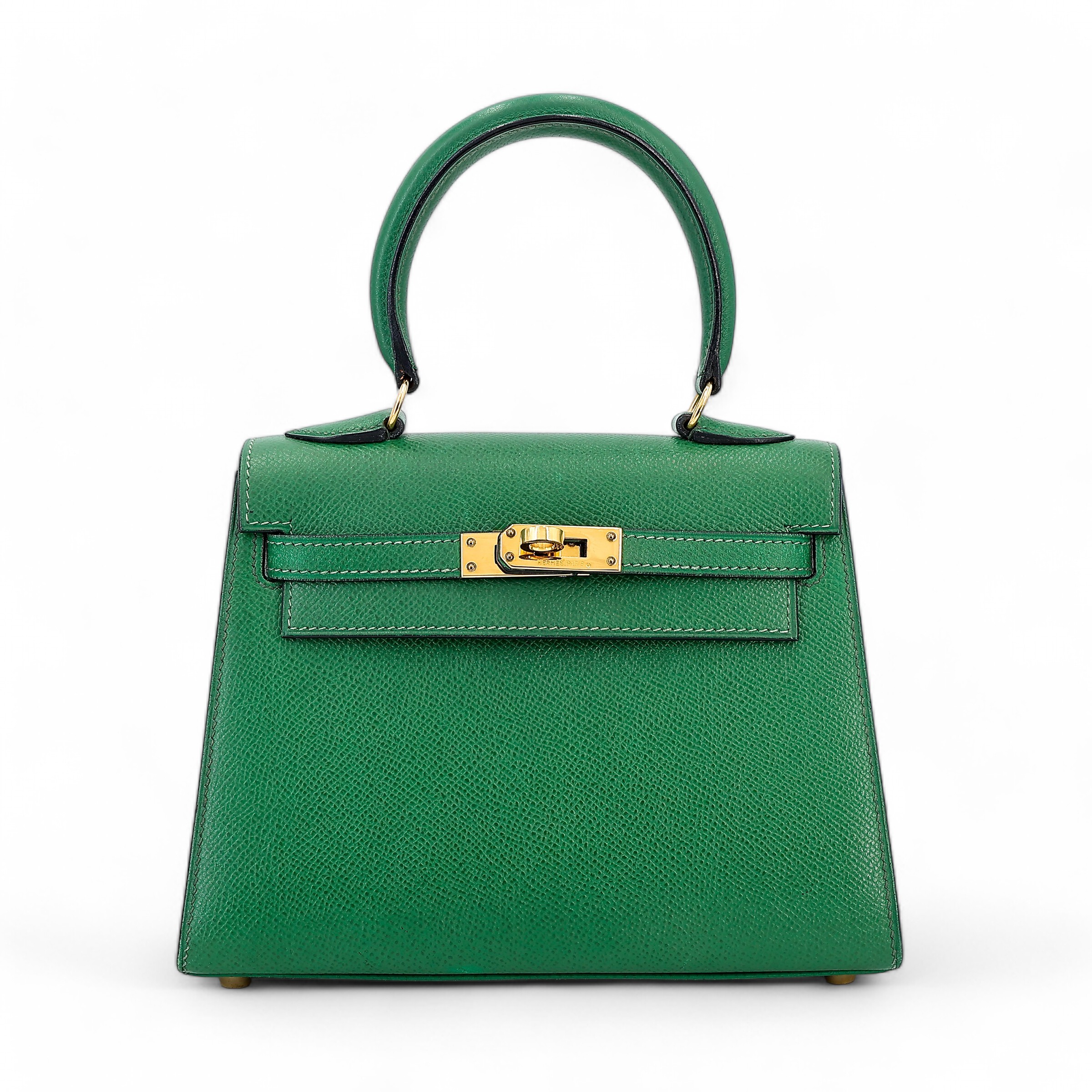 Fair ( Rank B ) HERMÈS Vintage Mini Kelly 20 Green Epsom Gold hardware Circle Y (1995)