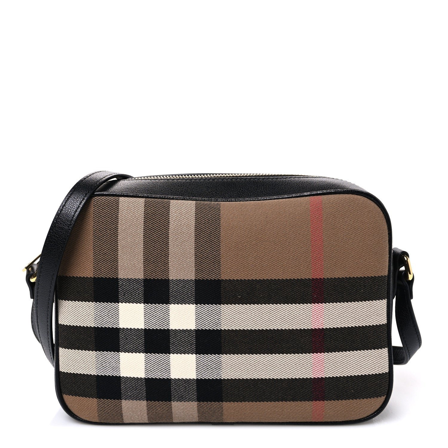 Burberry Giant Check Calfskin Large Camera Bag Black
