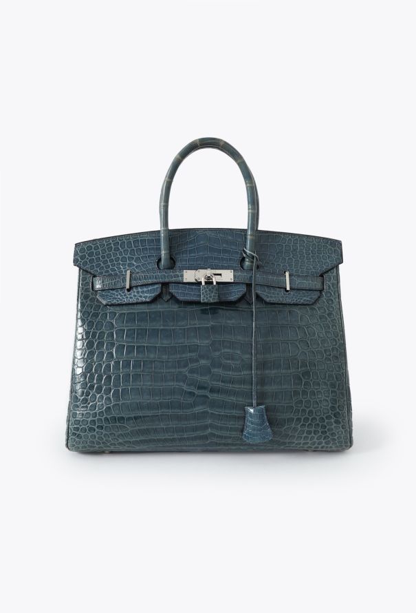 Hermes RARE 2005 Bleu Brighton Porosus Birkin 35