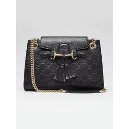 Gucci Gucci Black Guccissima Leather Emily Chain Shoulder Bag