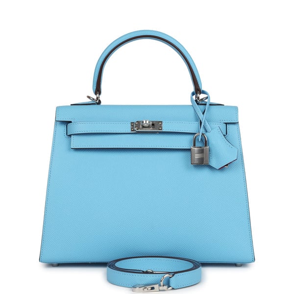 Hermes Hermes Special Order (HSS) Kelly Sellier 25 Bleu Celeste Verso Epsom Palladium Hardware