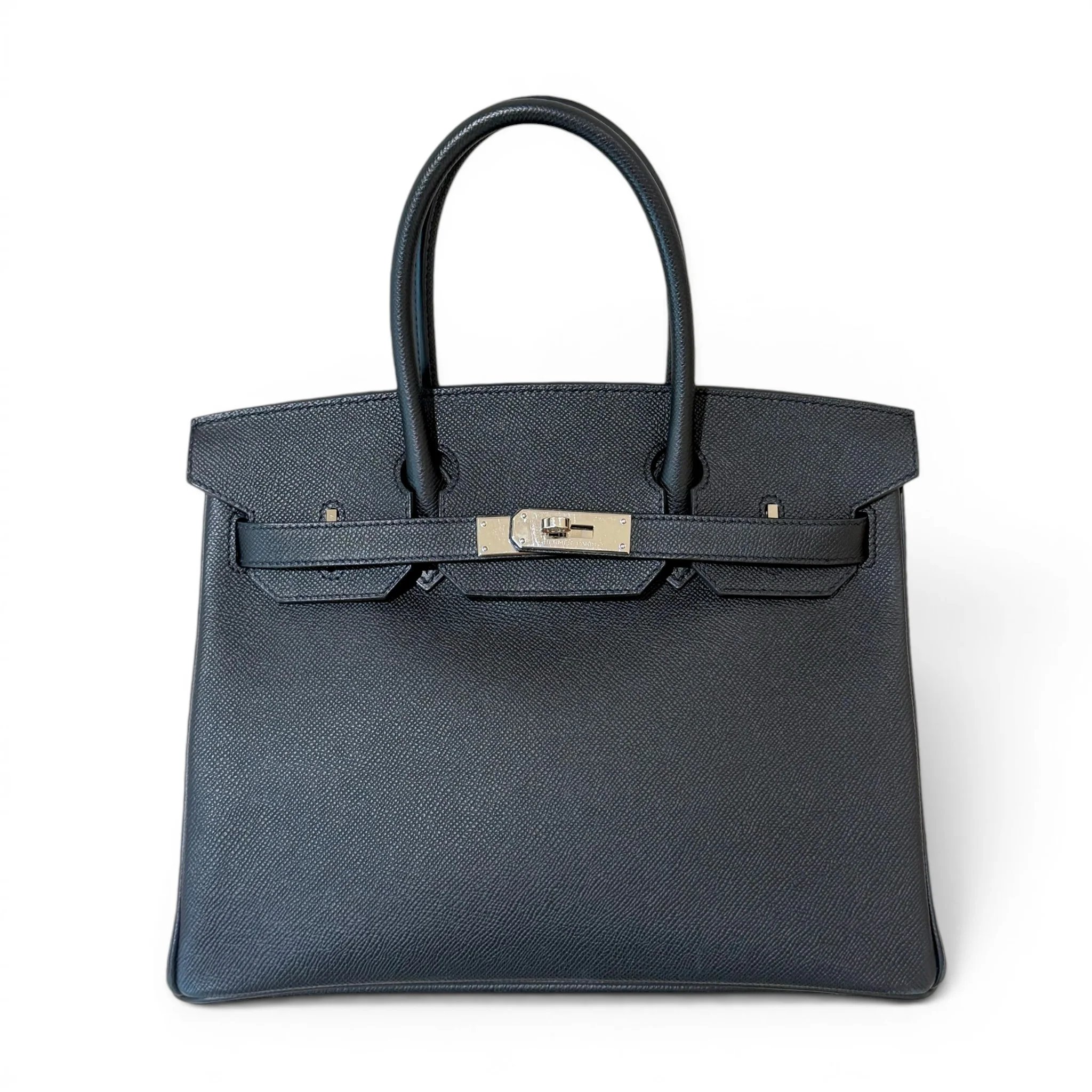 Hermes Very Good ( Rank A) HERMÈS Birkin 30 Noir (89) Epsom Palladium hardware U (2022)