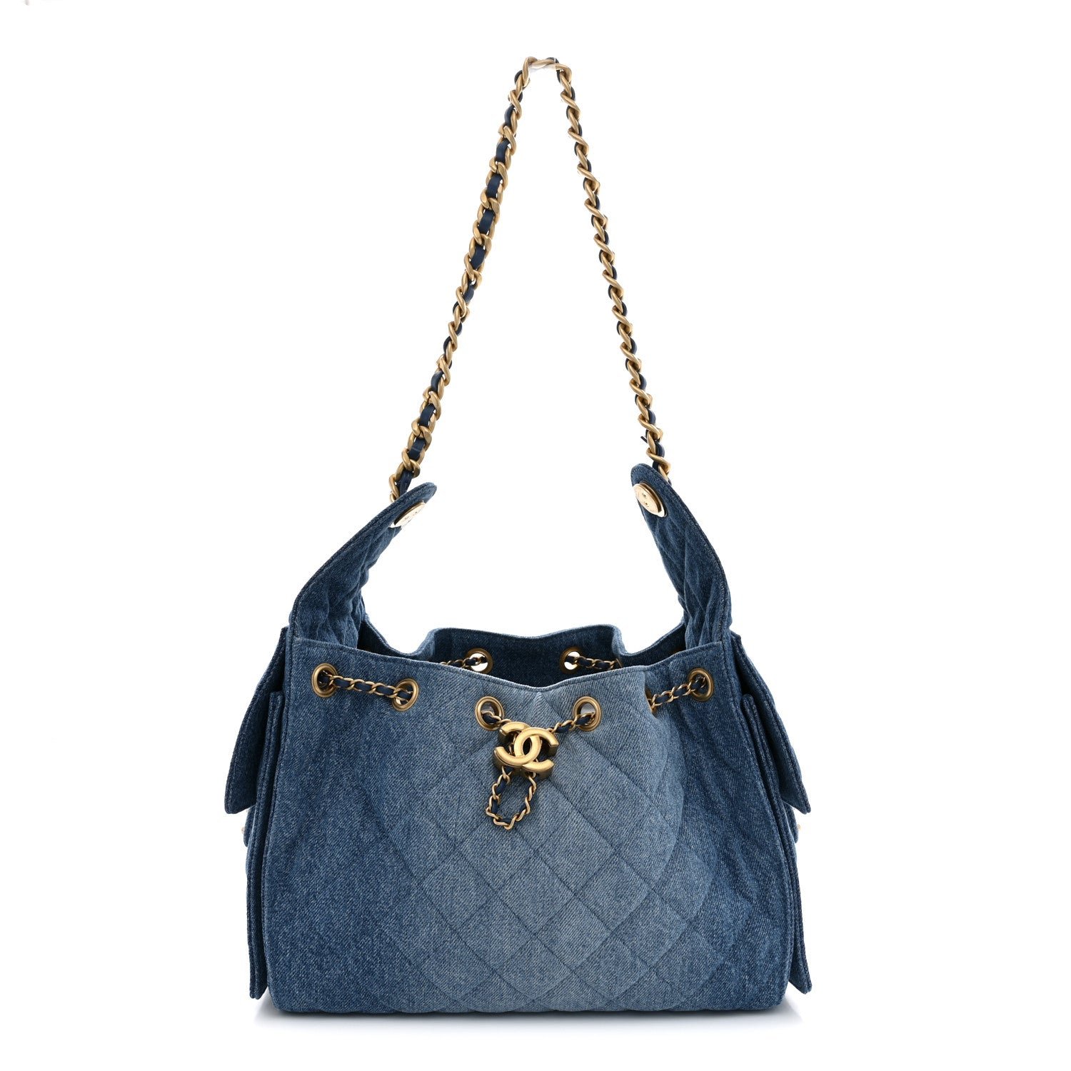 Chanel Washed Denim Quilted Small Chanel 25 Handbag Blue