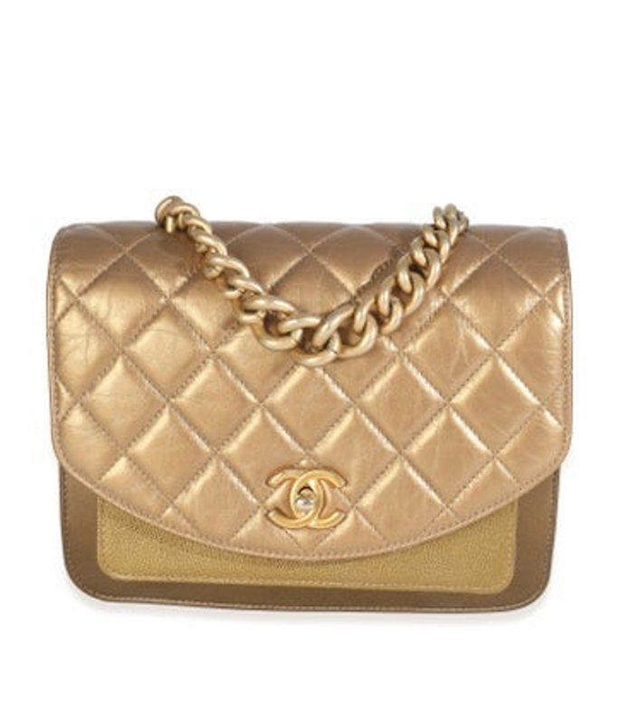 Chanel Metallic Cc Chain Handle Flap Bag