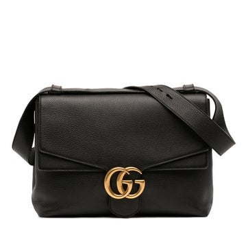 Calf Leather Large GG Marmont Pebbled Calfskin Flap Shoulder Bag