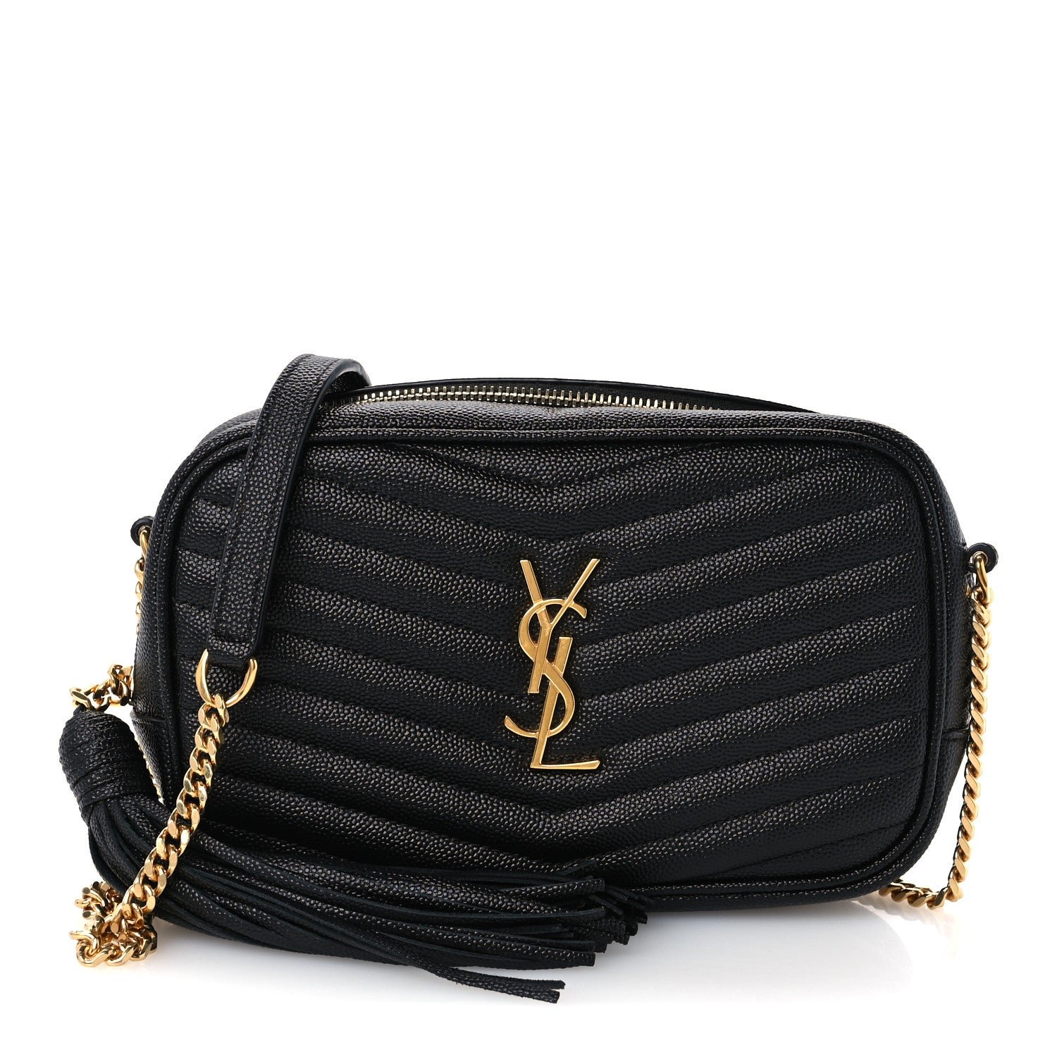 Saint Laurent Grain De Poudre Matelasse Monogram Mini Lou Camera Bag Black