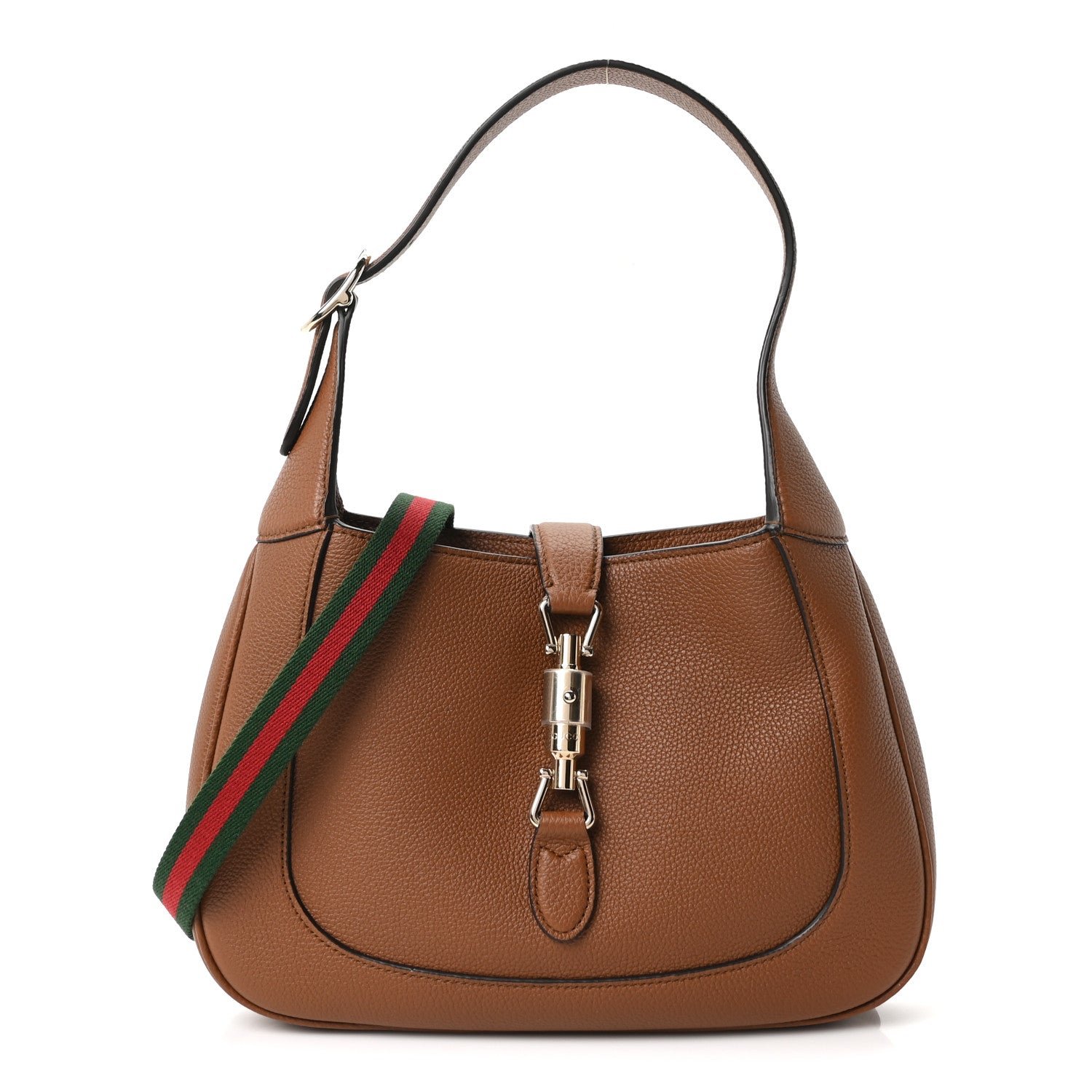 Gucci Grained Calfskin Web Medium Jackie 1961 Hobo Cuir