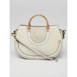 Chloe Chloe Off White Suede/Leather Pixie Top Handle Medium Bag