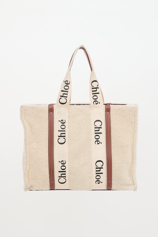 Shearling Large Woody Tote Bag