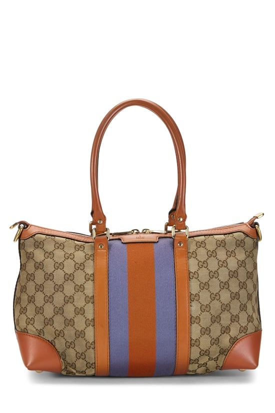 Orange GG Canvas Vintage Web Convertible Tote