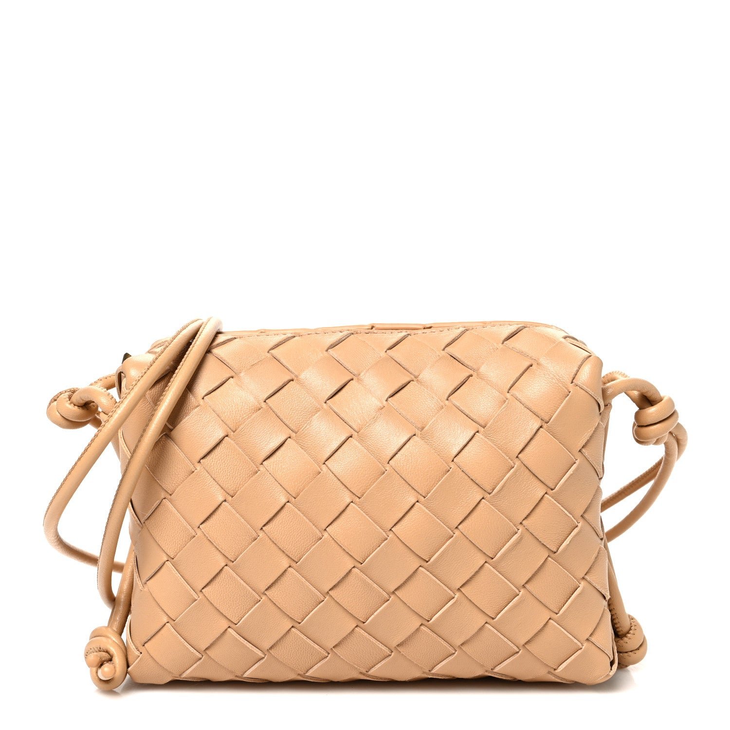 Bottega Veneta Nappa Intrecciato Mini Loop Camera Bag Almond