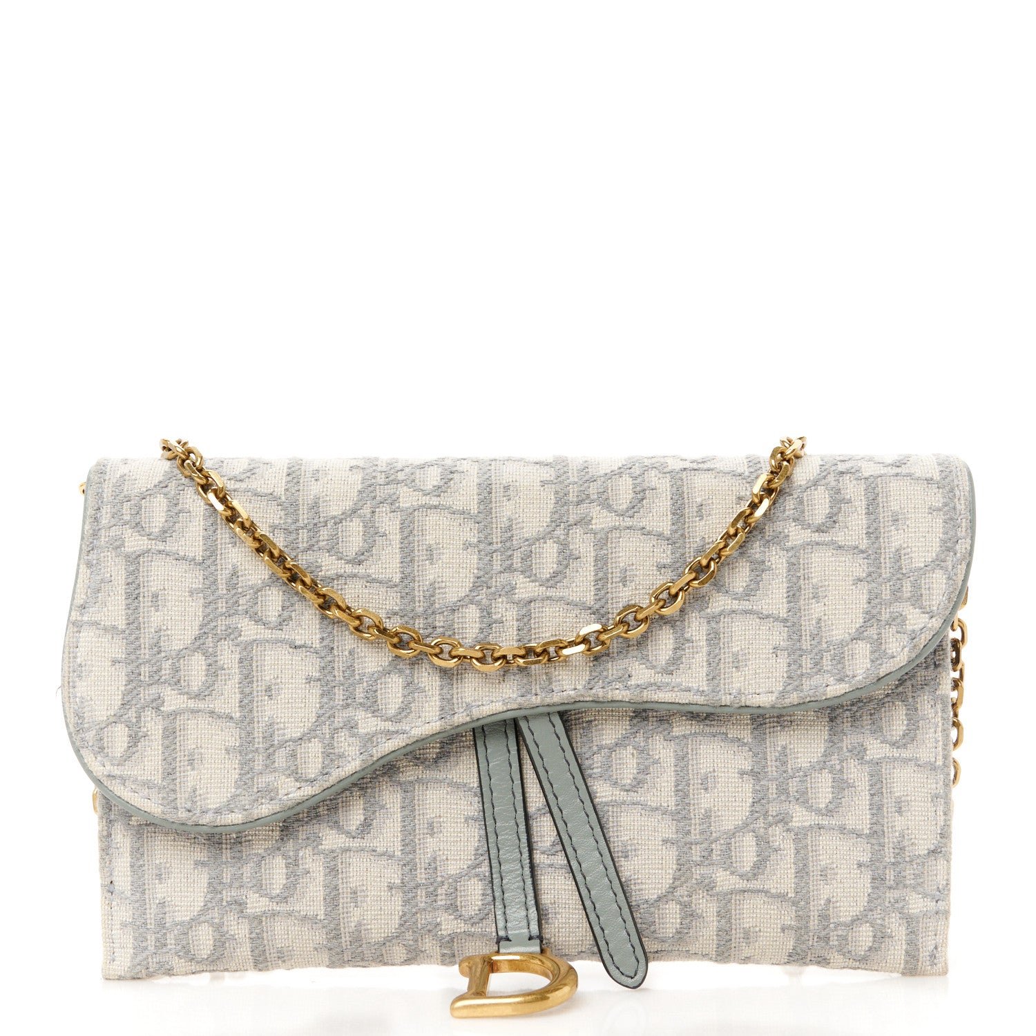 Dior Oblique Saddle Chain Long Wallet Grey