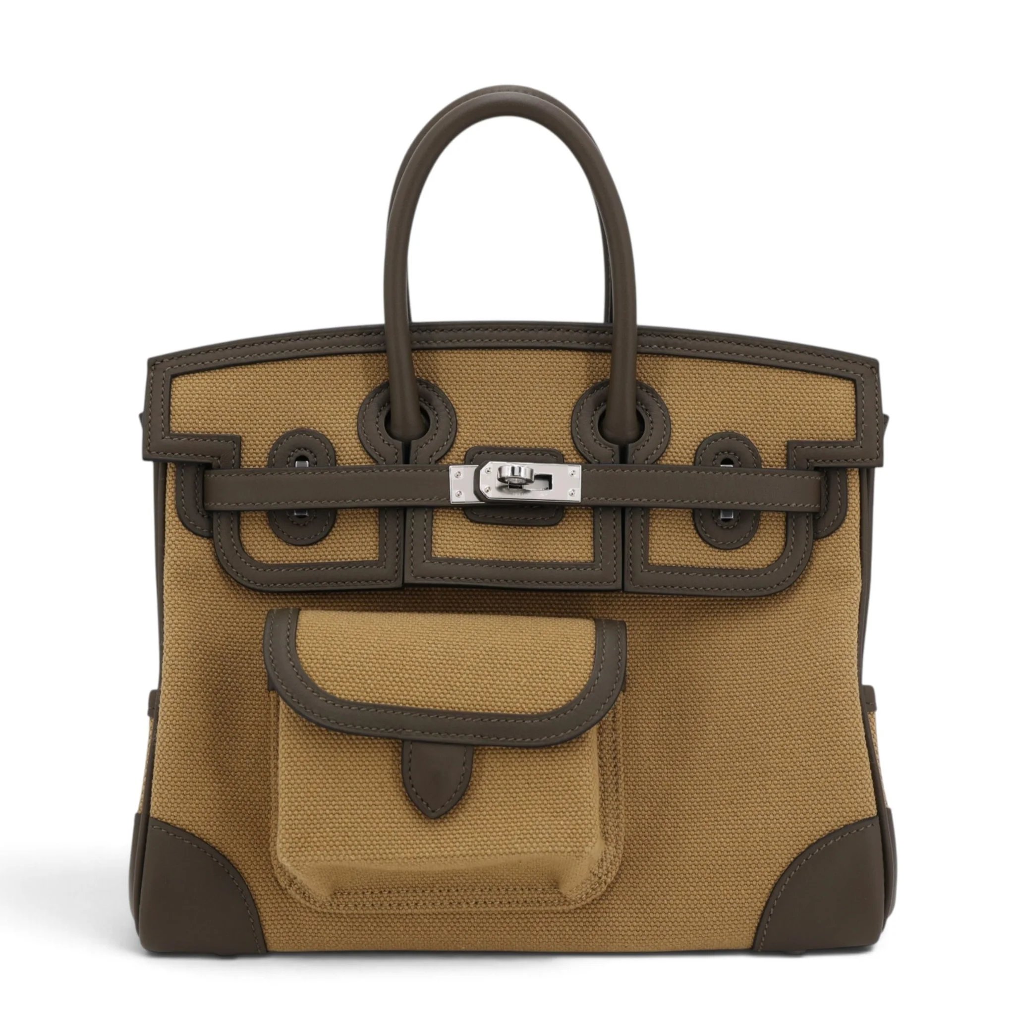 Brand New ( Rank N ) HERMÈS Limited Edition Birkin Cargo 25 Vert Loden (V8) Dune Toile Goeland canvas Palladium hardware G (2026)