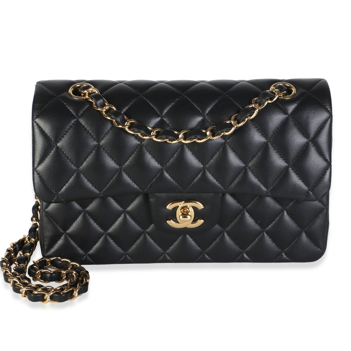 Black Quilted Lambskin Small Classic Double Flap Bag