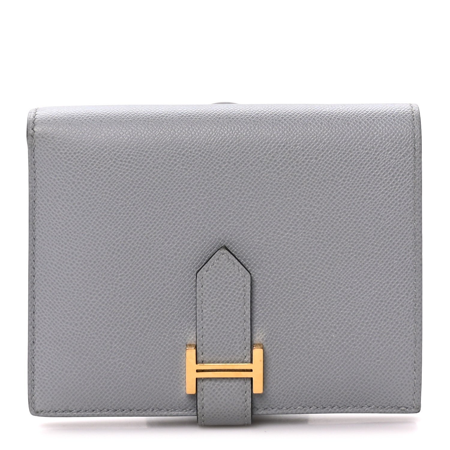 Hermes Madame Calfskin Bearn Compact Wallet Gris Pantin