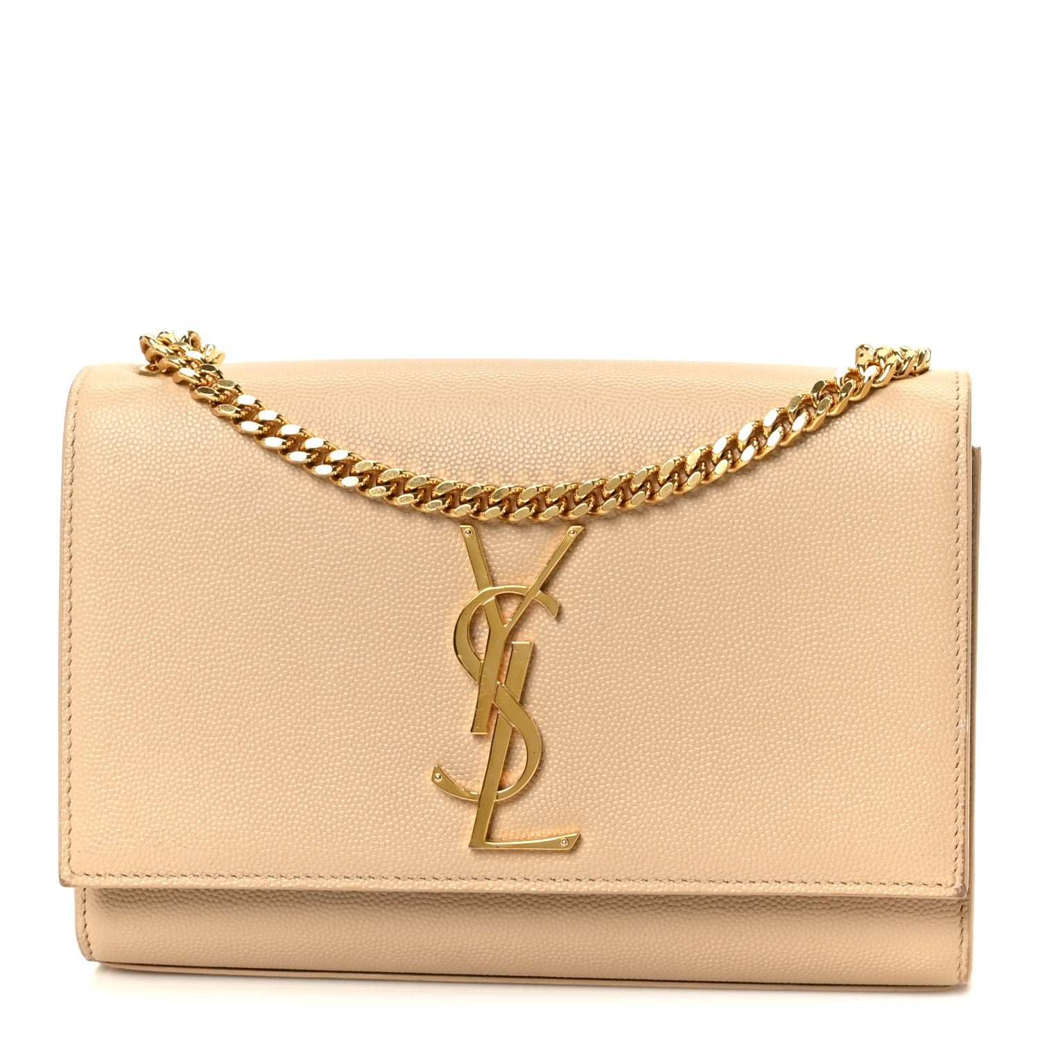 Saint Laurent Grain De Poudre Medium Monogram Kate Satchel Nude Powder