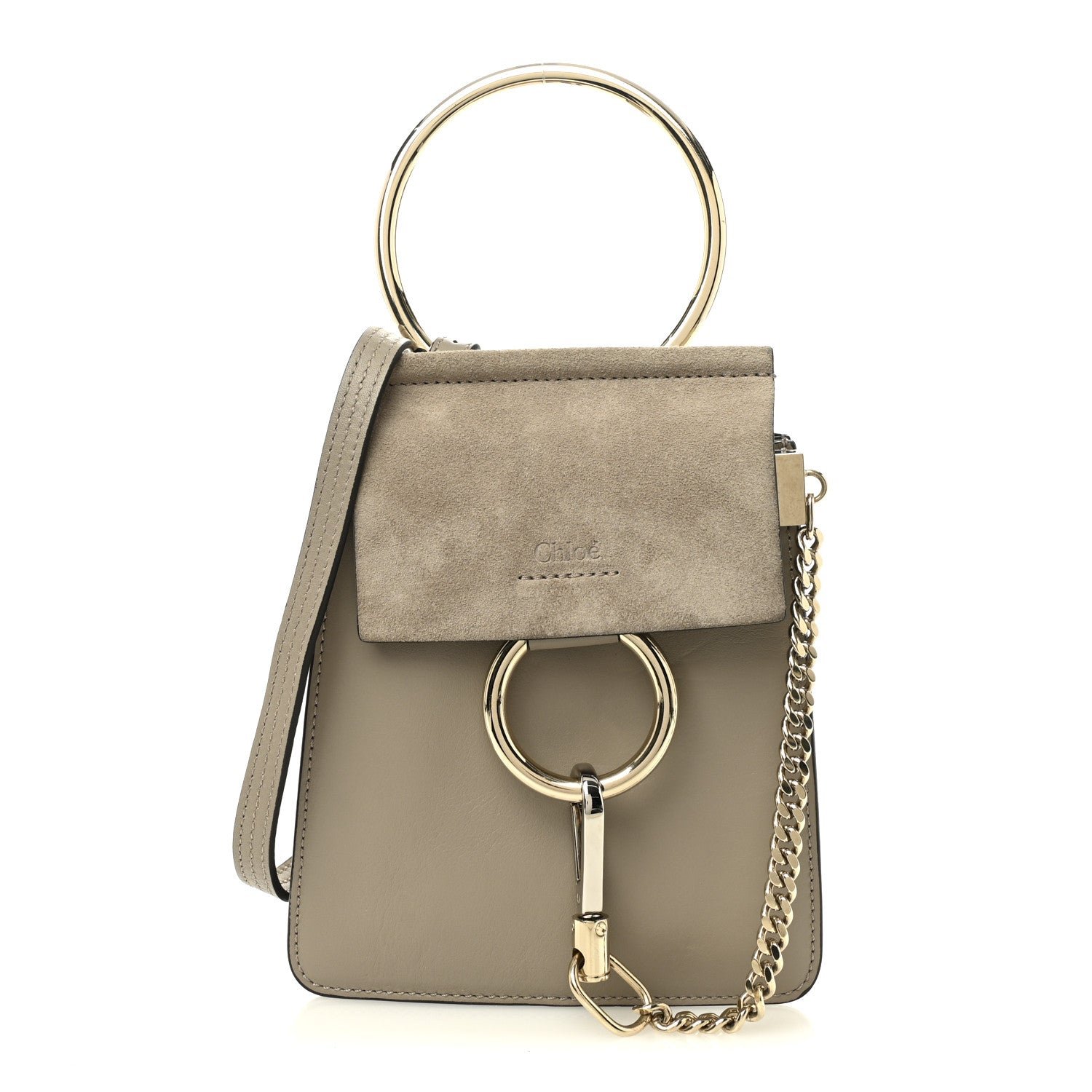 Chloe Suede Calfskin Mini Faye Bracelet Bag Motty Grey