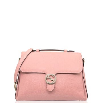 Gucci Calfskin Interlocking G Top Handle Shoulder Bag