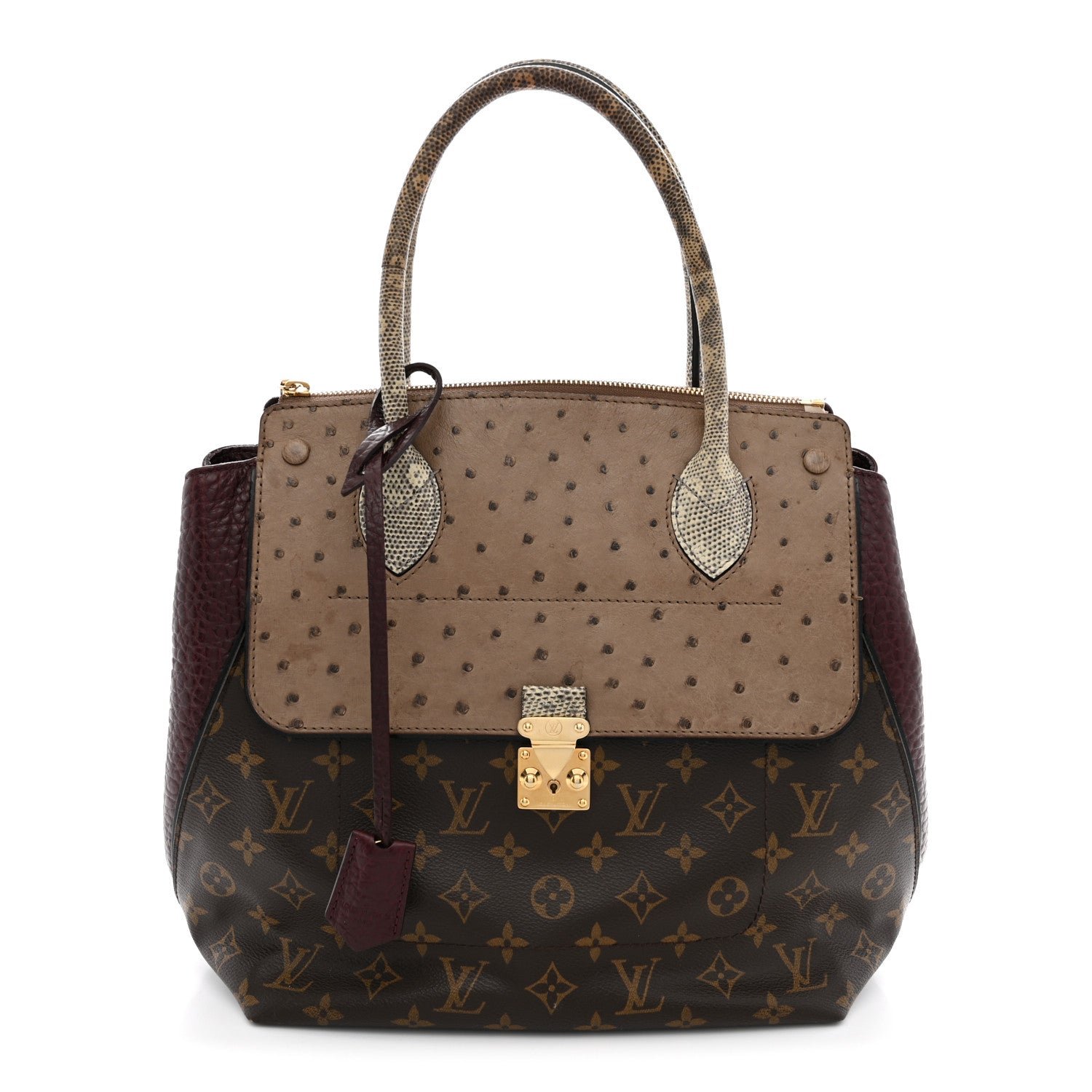 Louis Vuitton Ostrich Lizard Majestueux Tote MM Bordeaux