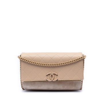 Calf Leather CC Stitched Caviar and Suede Lady Coco Flap