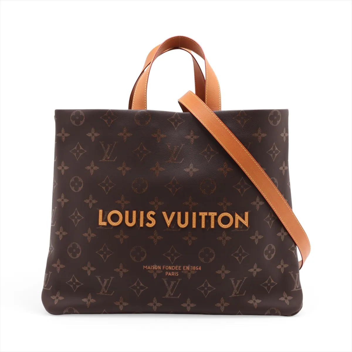 Louis Vuitton Monogram Shopper Tote Bag MM M13928 Brown There was an RFID respon