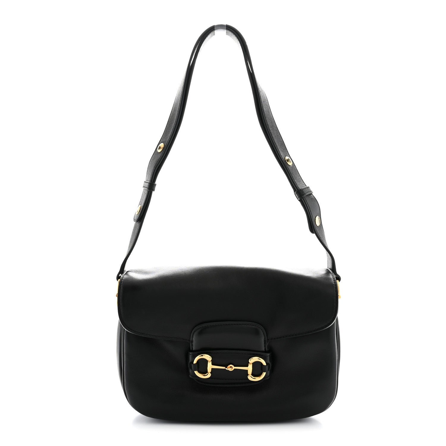 Gucci Calfskin Horsebit 1955 Aura Small Shoulder Bag Black