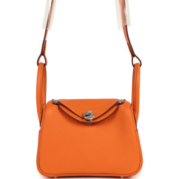 Hermes Hermes Mini Lindy II Orange Clemence Palladium Hardware