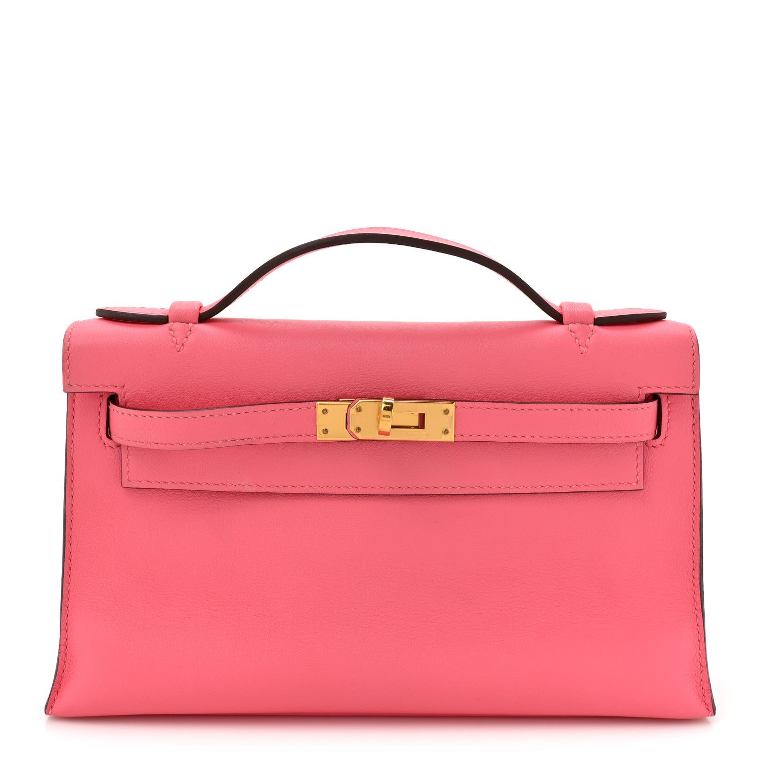 Hermes Swift Kelly Pochette Clutch Rose Azalee
