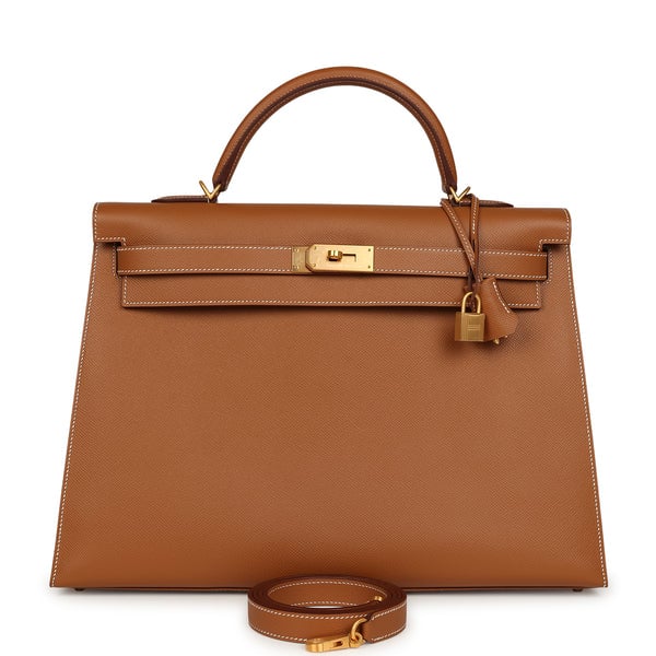 Hermes Special Order (HSS) Kelly Sellier 40 Gold Verso Epsom Brushed Gold Hardware