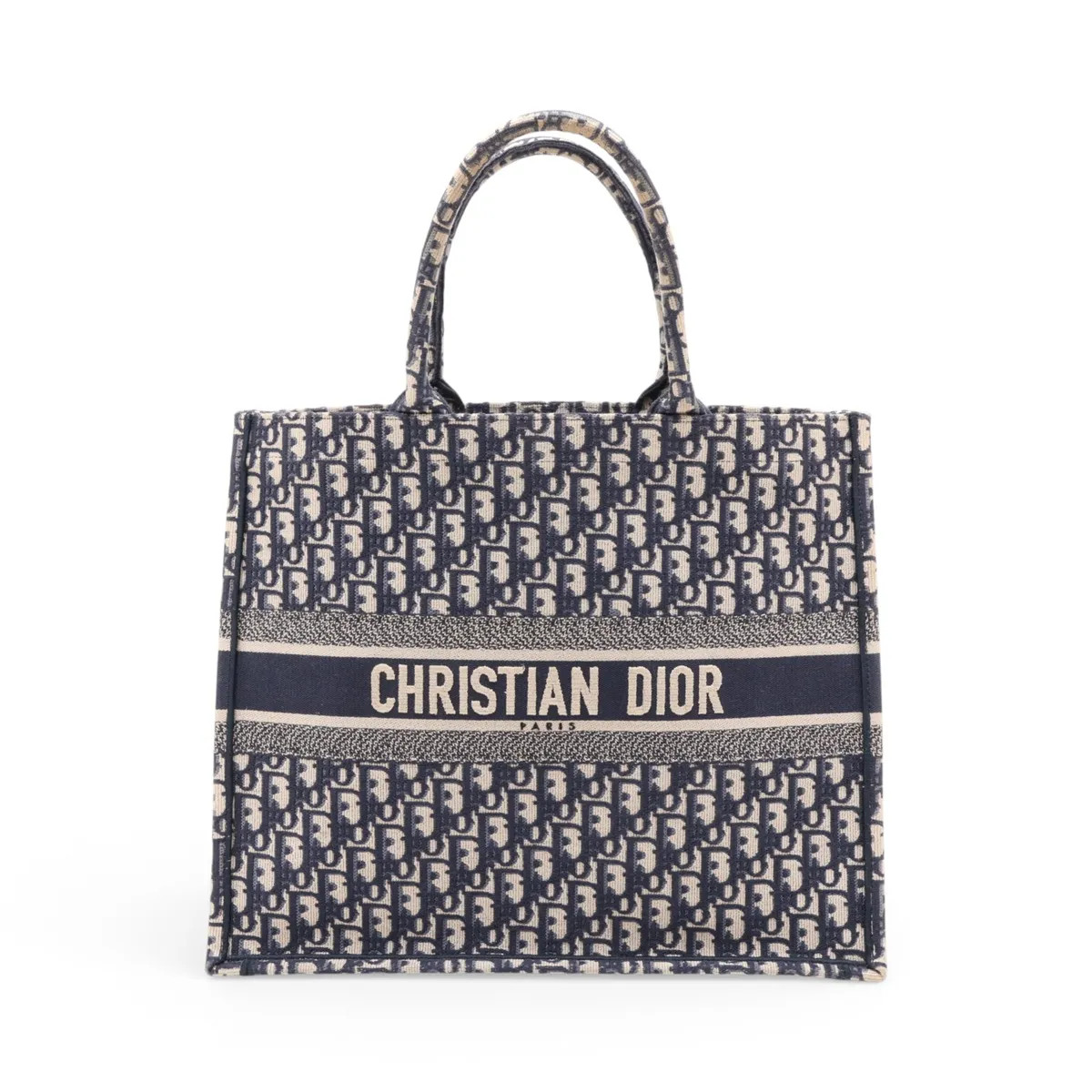 Christian Dior Oblique Book Tote Large canvas Tote bag Navy Blue