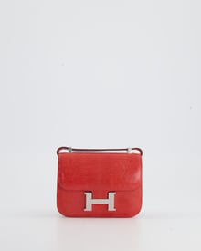 Hermes *RARE* Hermès Micro Constance Bag 13cm in Rouge Lizard with Palladium Hardware